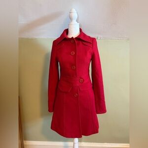 XDYE Red Fitted Peacoat